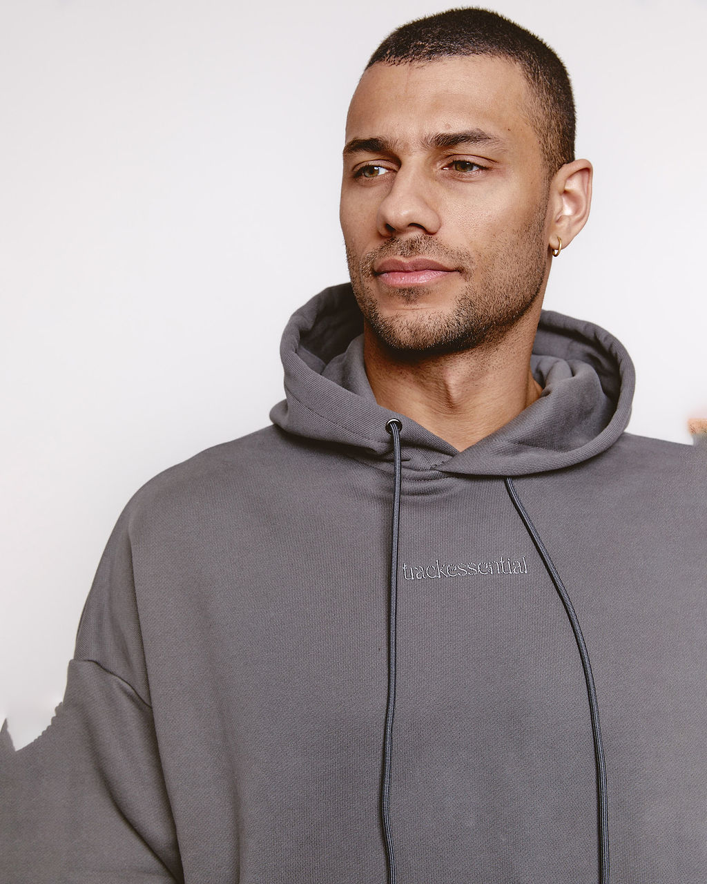 trackessential boxy hoodie in charcoal grey