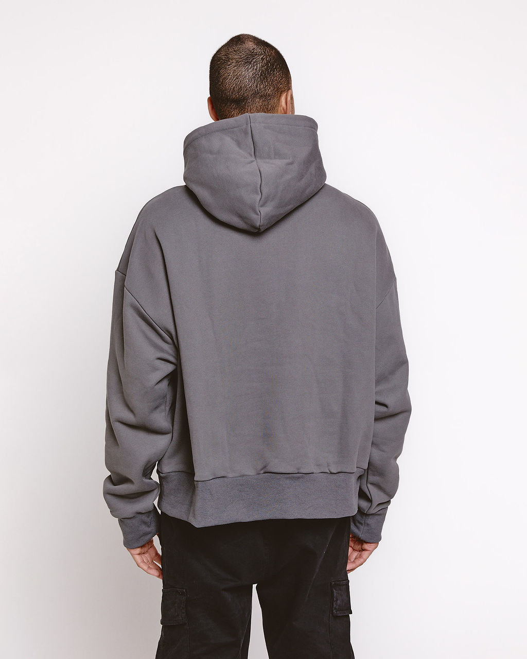 trackessential boxy hoodie in charcoal grey