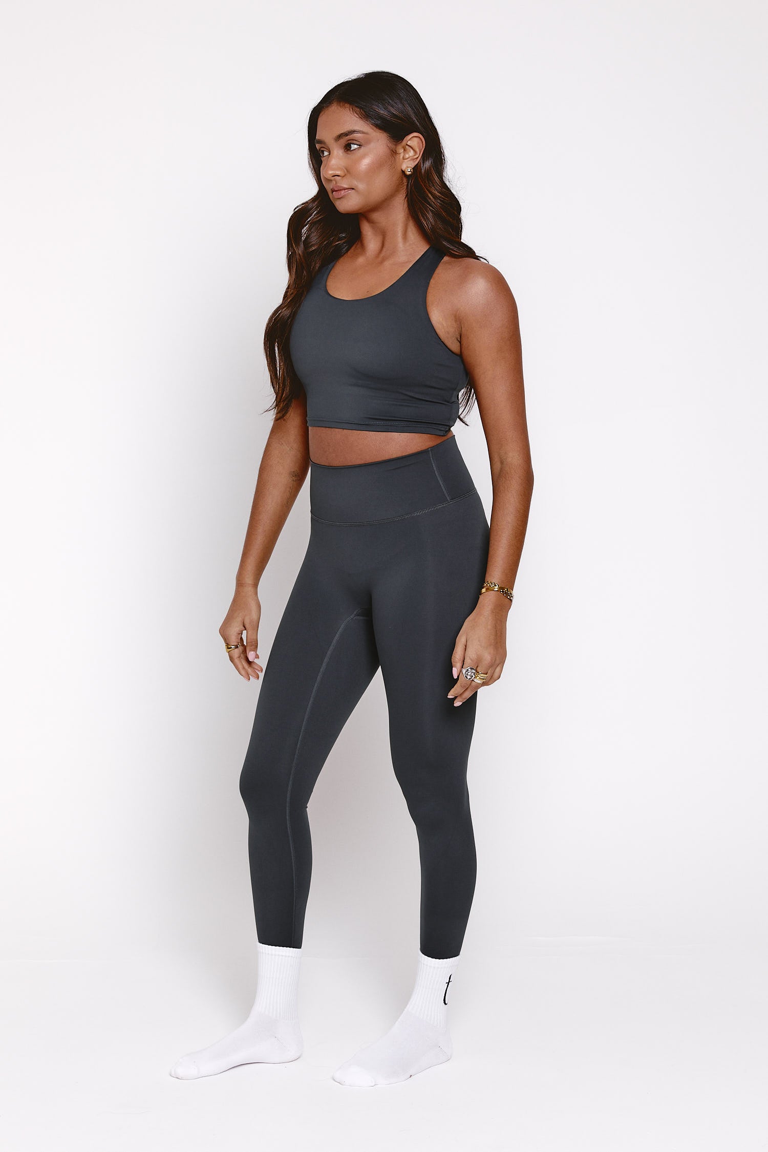 Racer Back Sports Bra - Charcoal grey