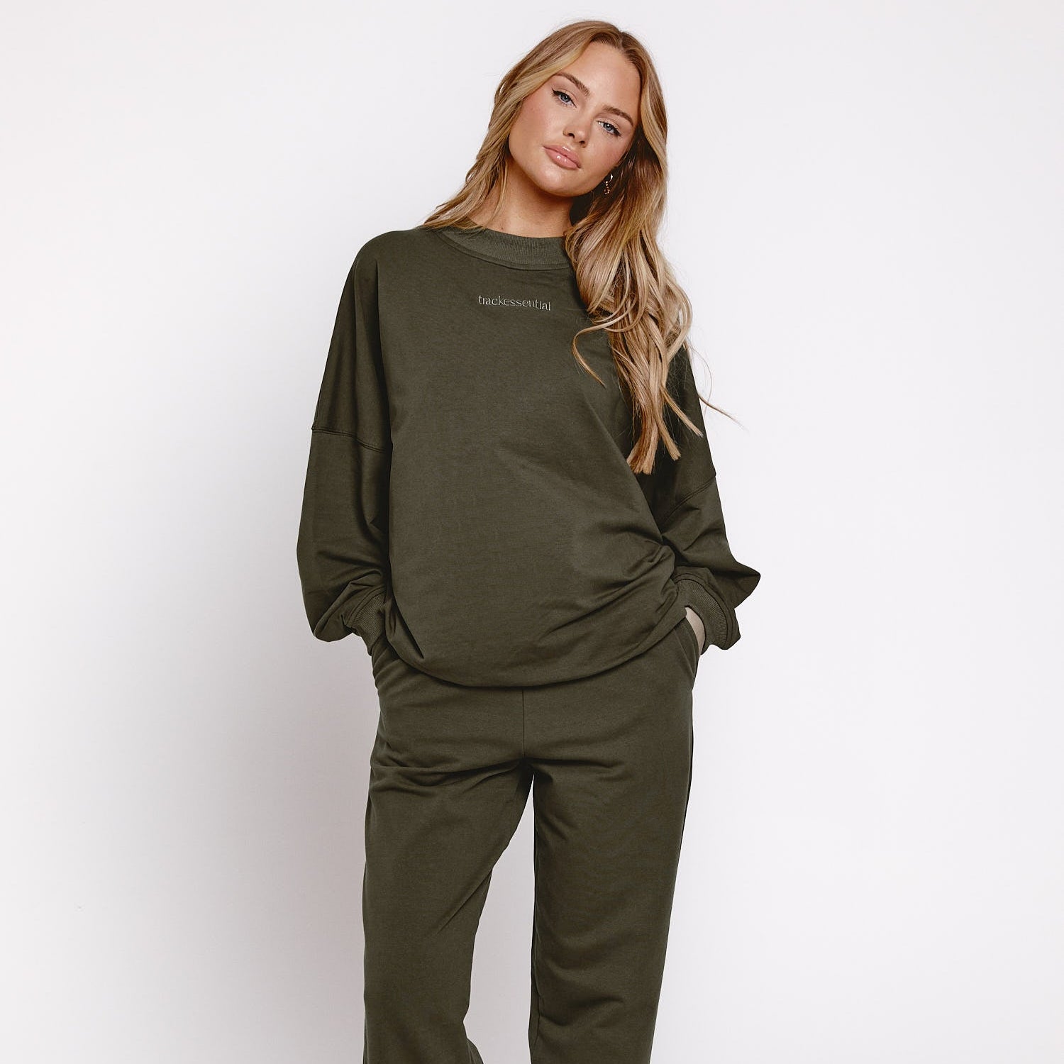 Oversized Crew Sweater - Olive Night