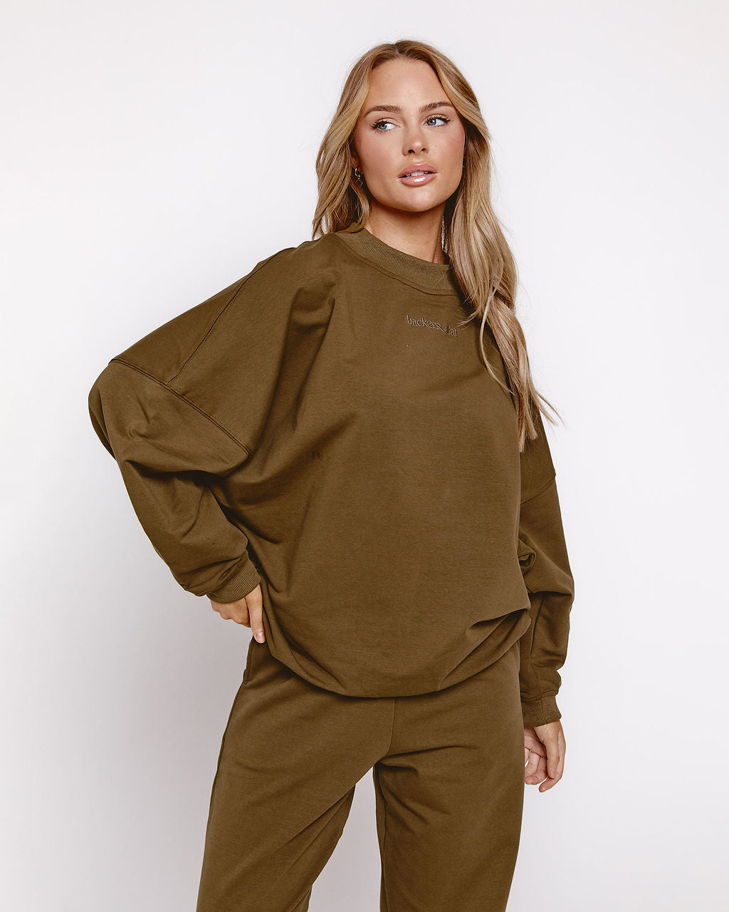 Oversized Crew Sweater - Olive Night