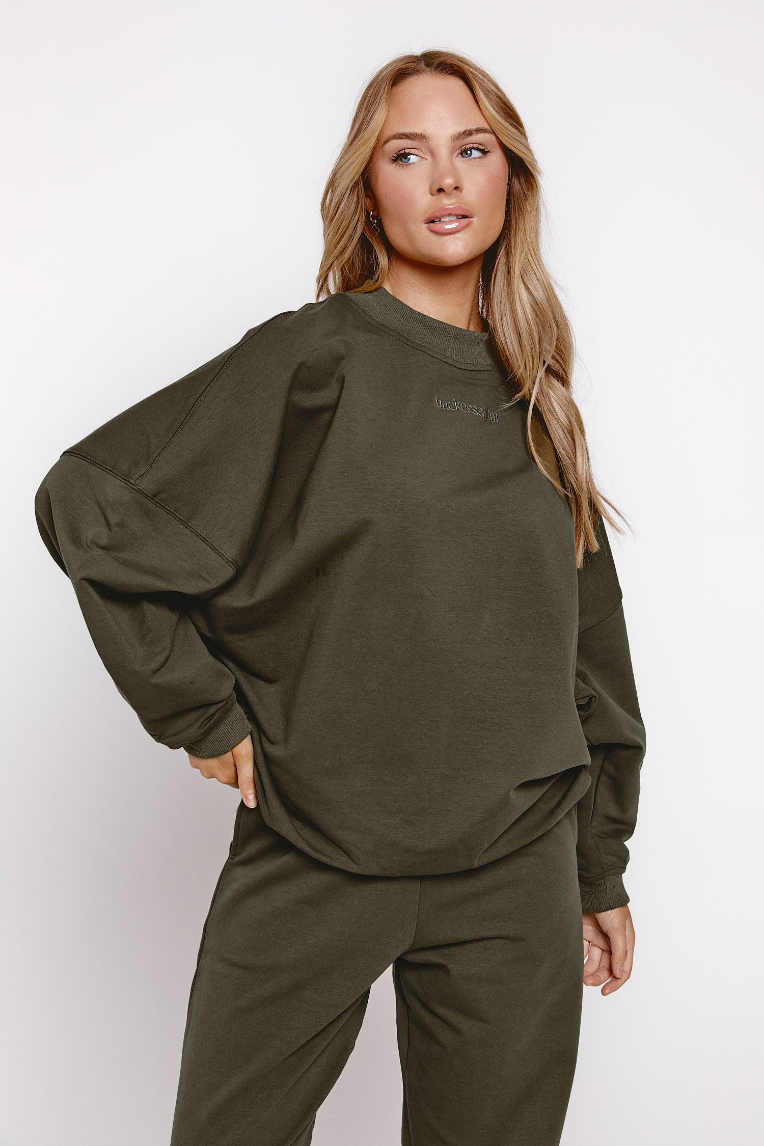 Oversized Crew Sweater - Olive Night