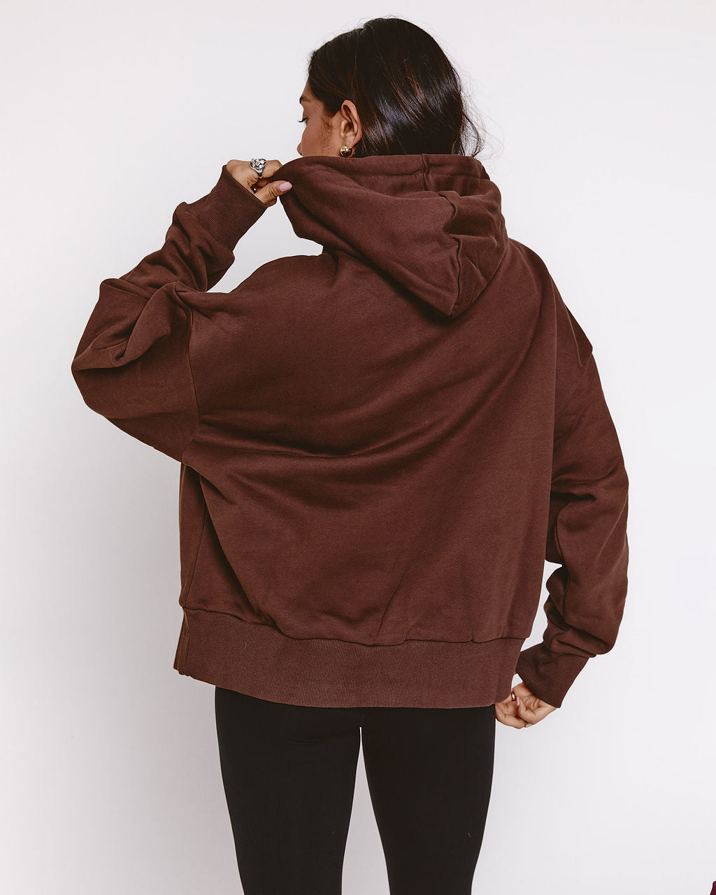 trackessential boxy hoodie in mocha