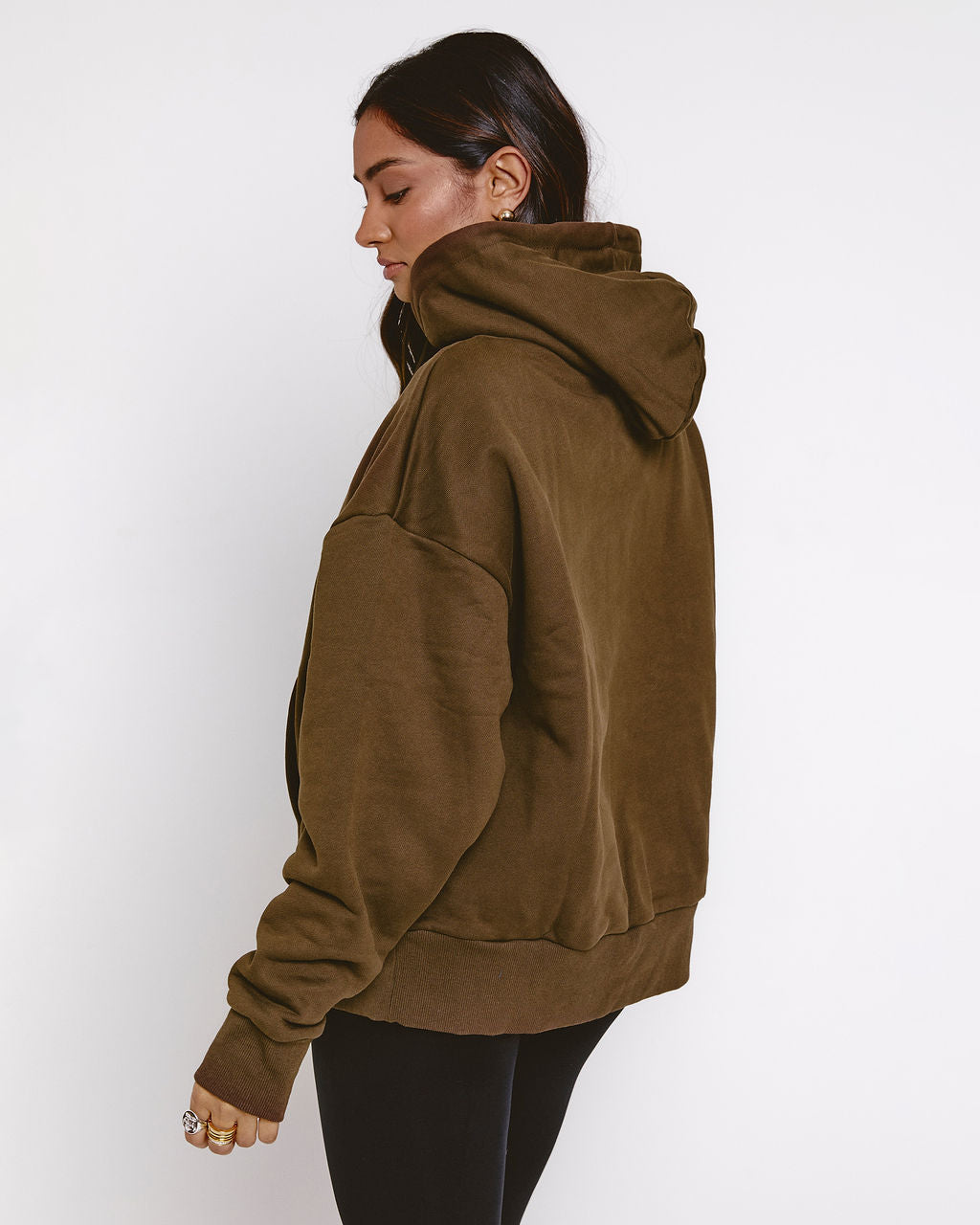 trackessential boxy hoodie in olive night