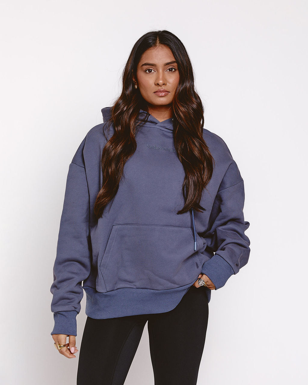 trackessential boxy hoodie in powder blue