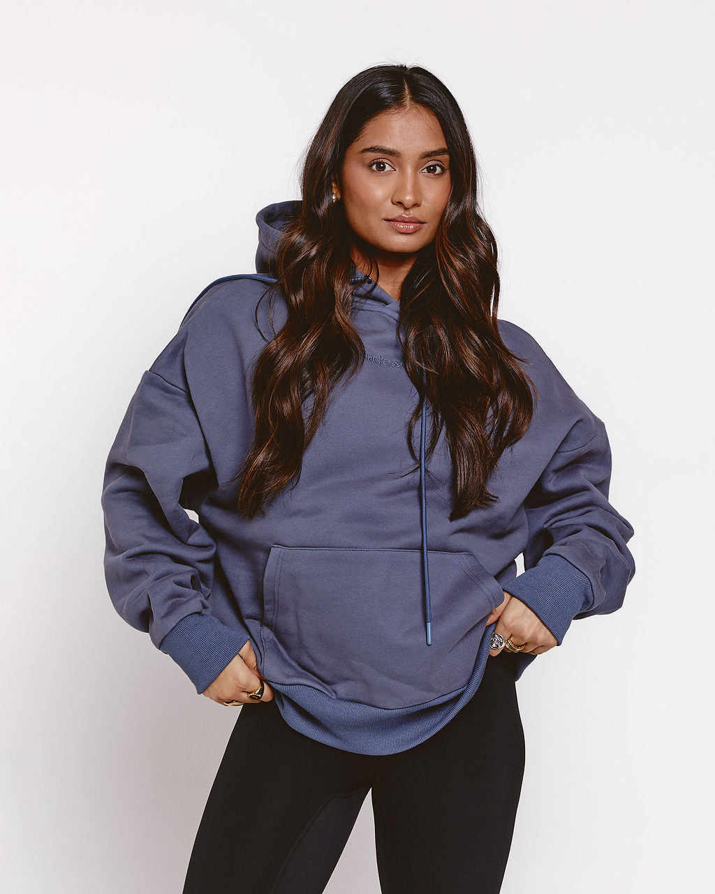 trackessential boxy hoodie in powder blue