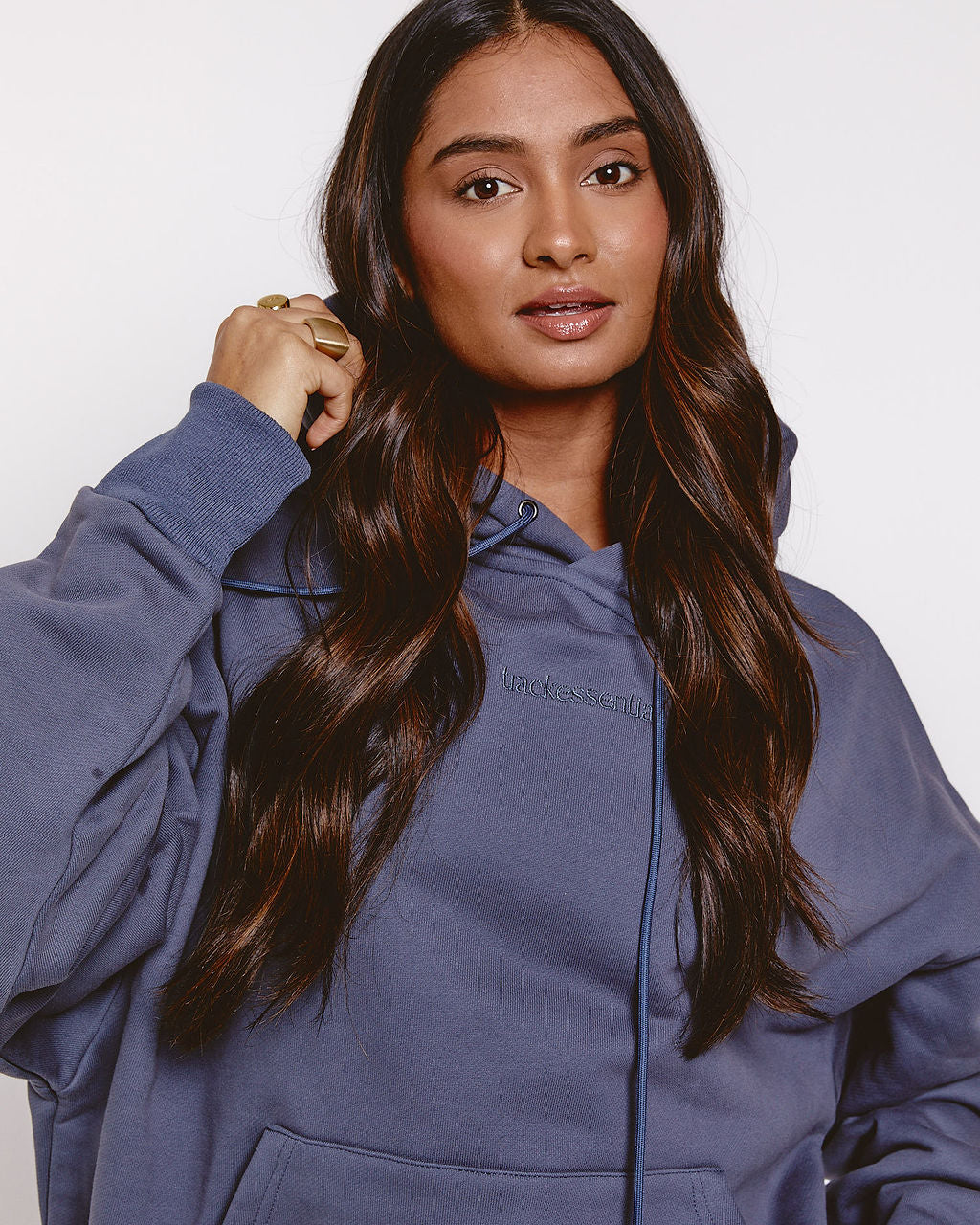 trackessential boxy hoodie in powder blue