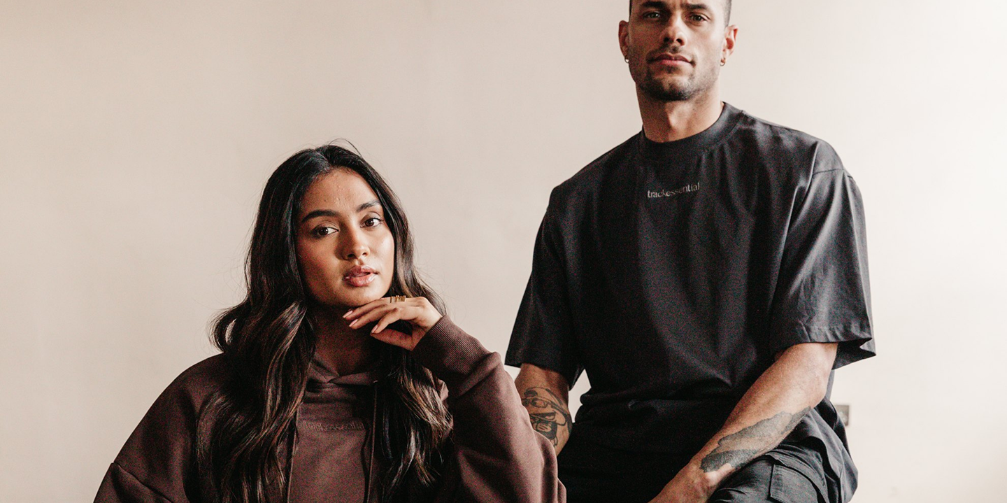 trackessential clothing on male and female models